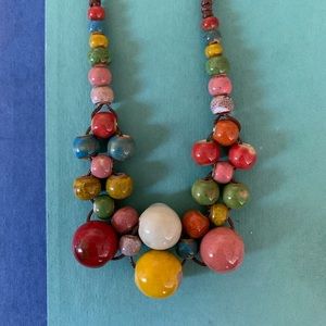 Ceramic colorful beaded necklace and bracelet